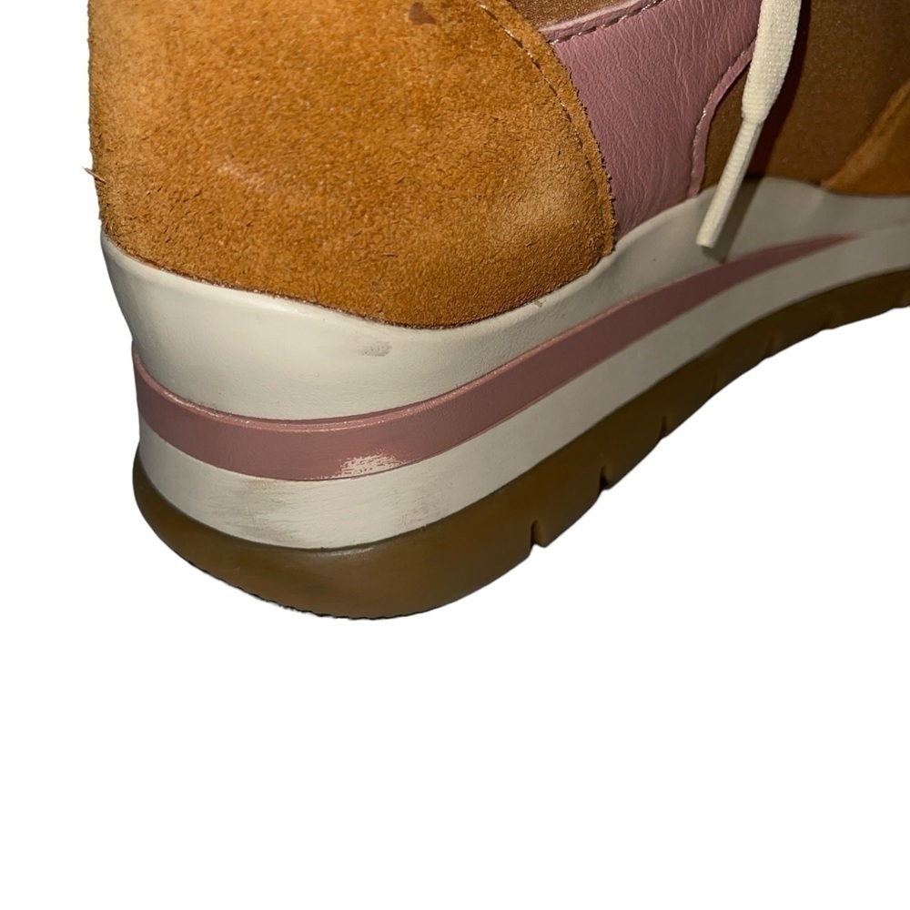 Naturalizer Women's Sneakers 7M Tan Pink White Leather & Fabric Upper Ties Remy - Picture 6 of 11